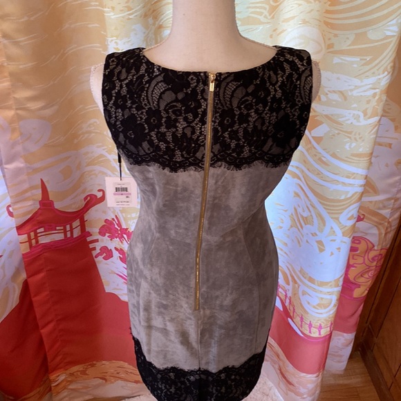 CALVIN KLIEN FAUX SUEDE AND LACE TANK DRESS SIZE 6 NWT - Picture 5 of 8